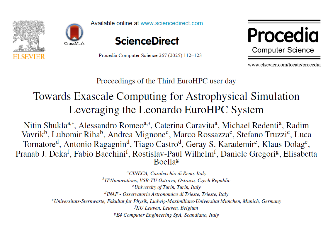 Towards Exascale Computing for Astrophysical Simulation Leveraging the Leonardo EuroHPC System